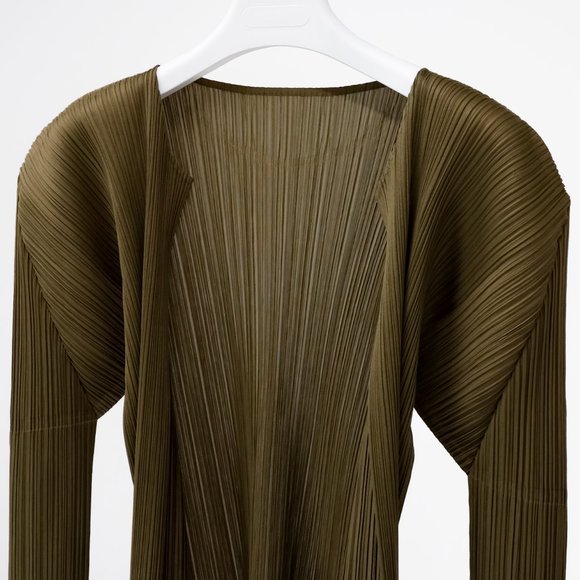 Issey Miyake Pleats Please Khaki Cardigan - Picture 3 of 6